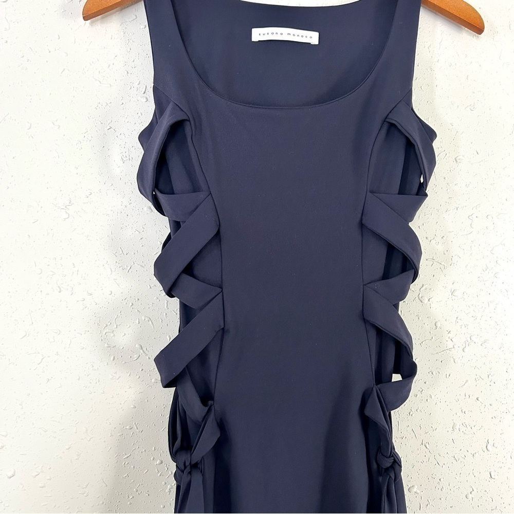 Susana Monaco Revolve Navy Blue Sleeveless Scoop Neck Side Strap Dress XS - Picture 3 of 10